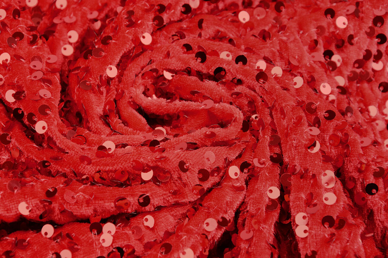 Paillettes su Velluto Rosso