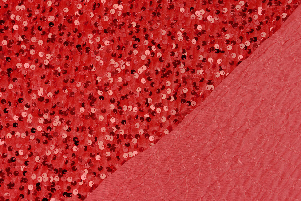 Pailletten op Velours Rood