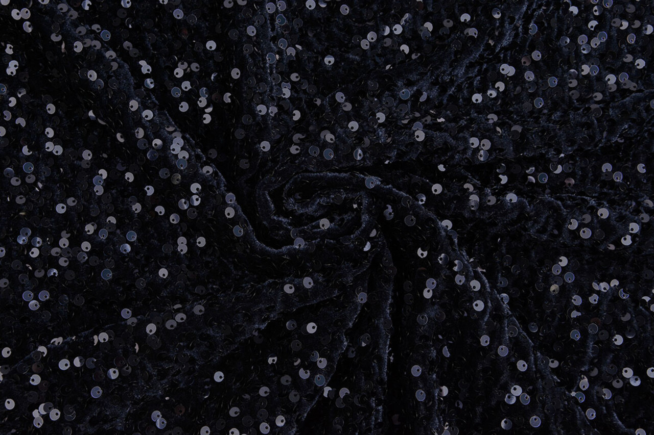 Pailletten auf Samt Marine