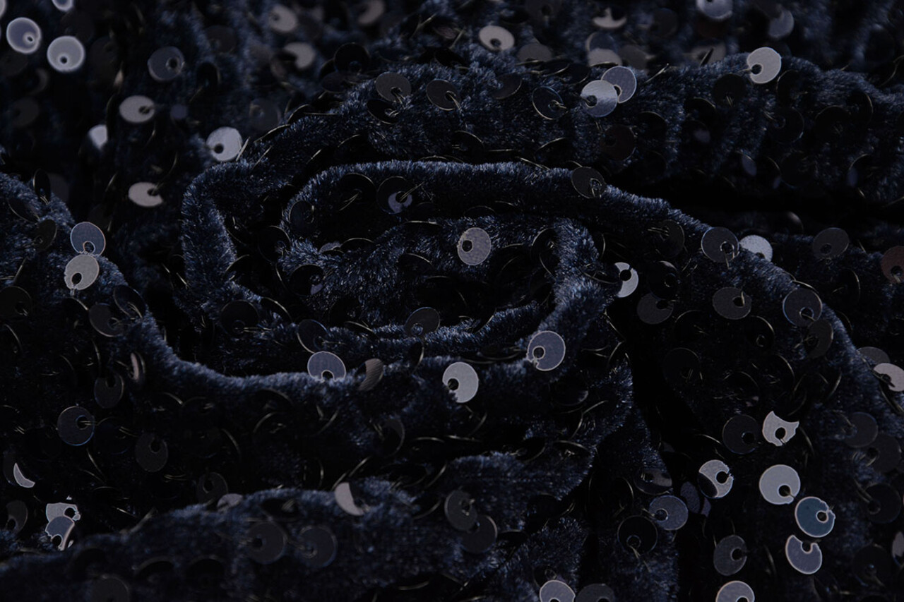 Paillettes su Velluto Blu Navy Paillettes su Velluto Blu Navy