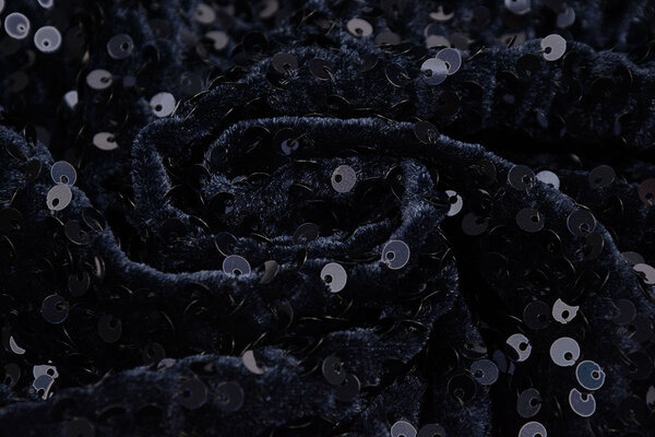 Pailletten auf Samt Marine