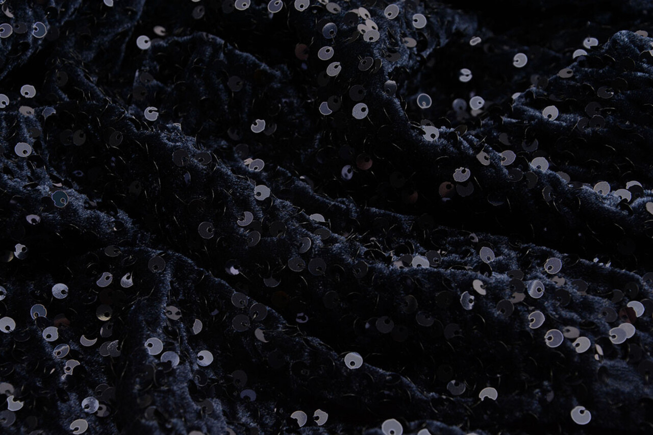 Paillettes su Velluto Blu Navy Paillettes su Velluto Blu Navy