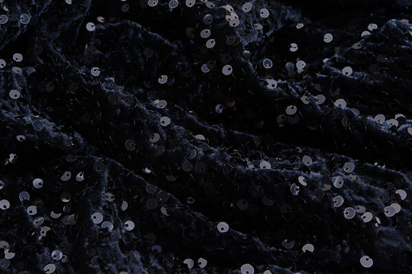 Pailletten auf Samt Marine