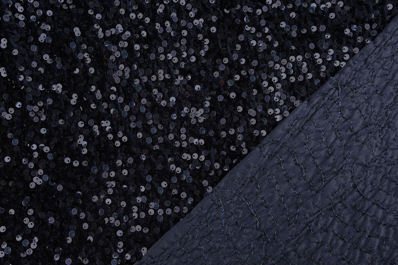 Paillettes su Velluto Blu Navy Paillettes su Velluto Blu Navy