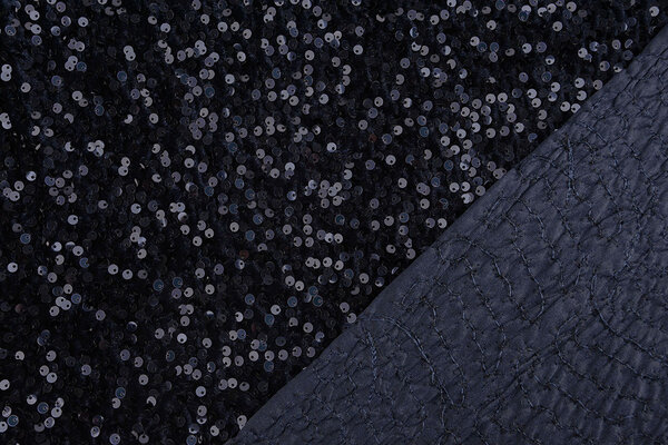 Pailletten auf Samt Marine