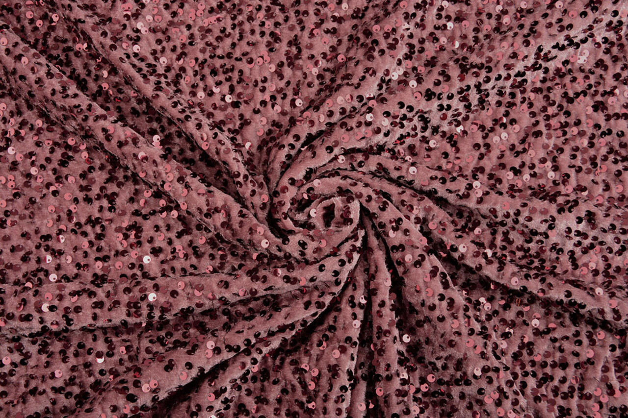 Pailletten op Velours Poeder Roze