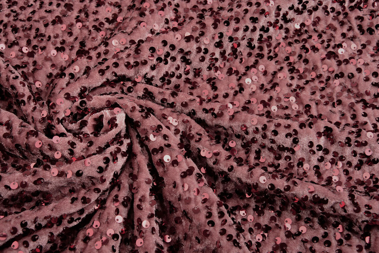 Pailletten op Velours Poeder Roze