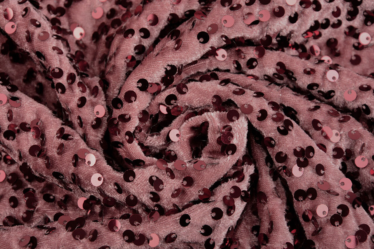 Pailletten op Velours Poeder Roze