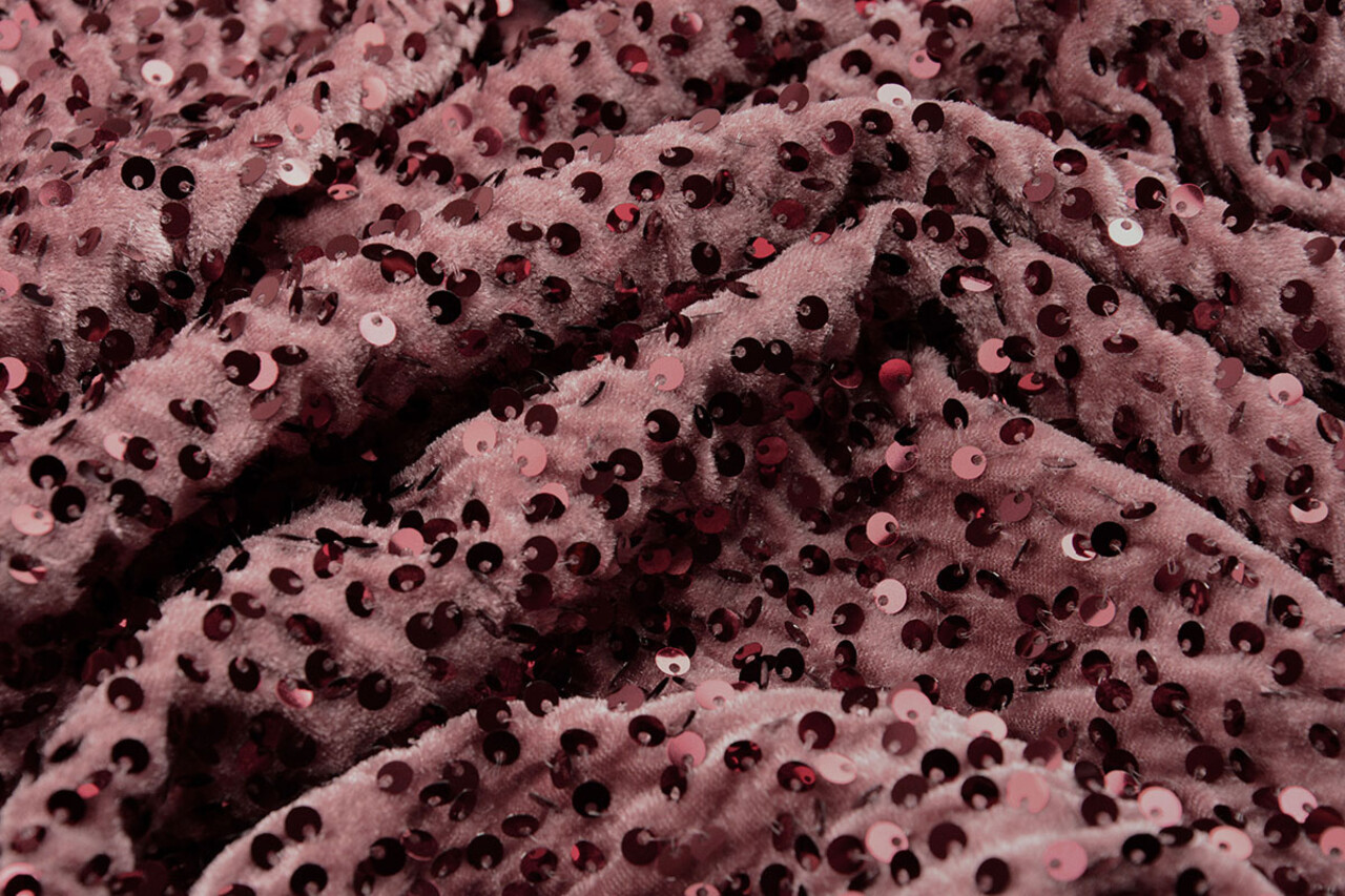 Pailletten auf Samt Puderrosa