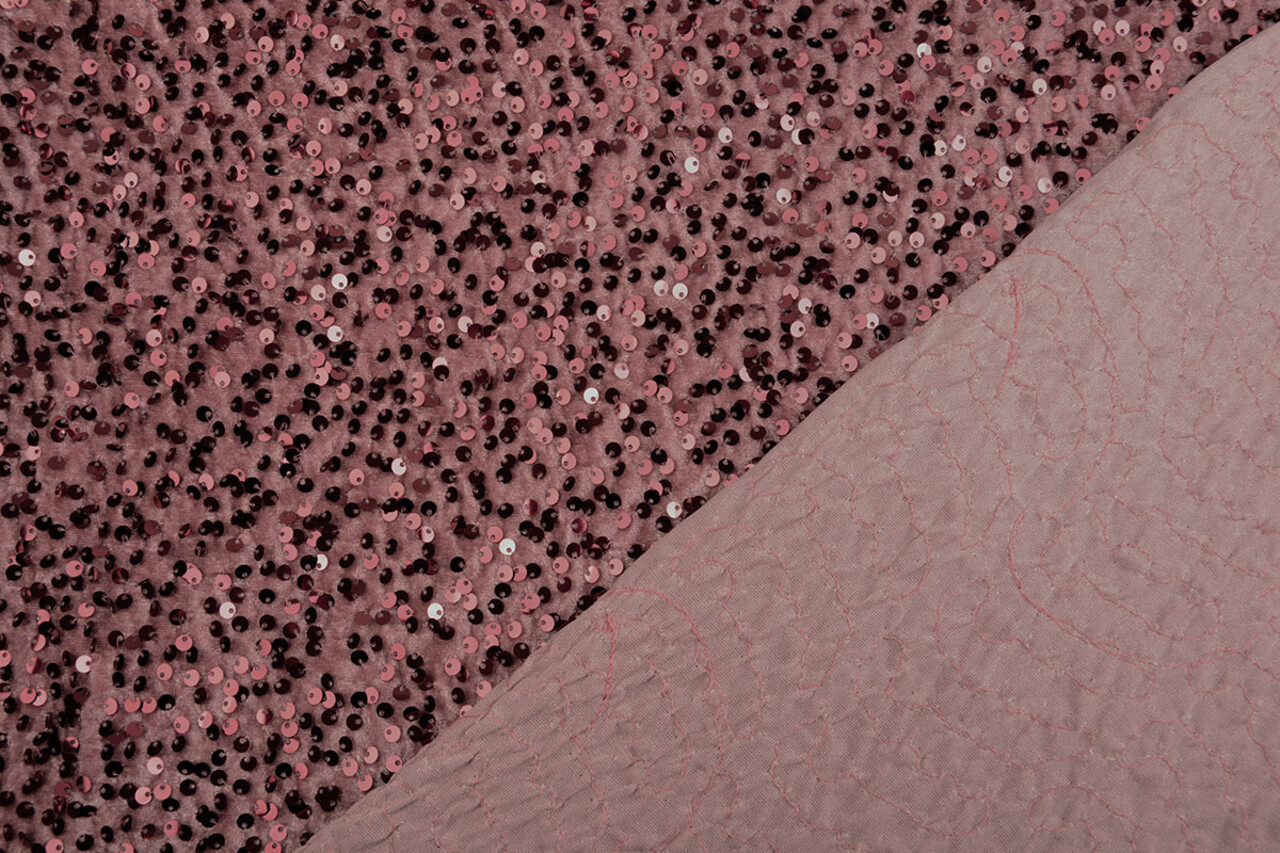 Pailletten op Velours Poeder Roze