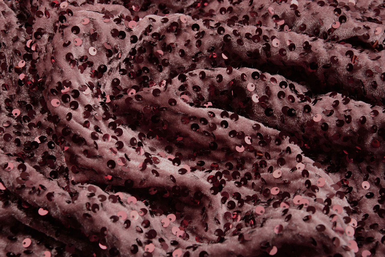 Pailletten op Velours Poeder Roze