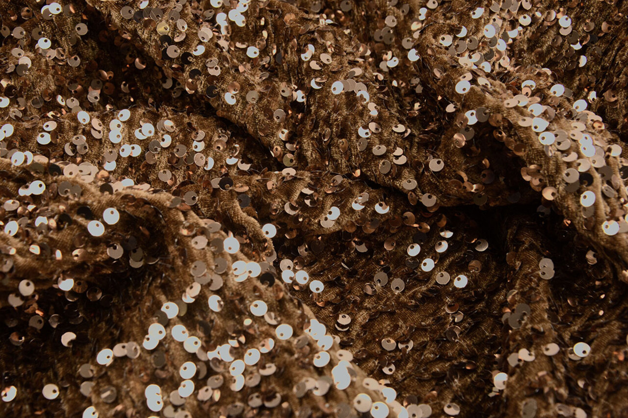 Sequins on Velvet Mocha Brown Sequins on Velvet Mocha Brown
