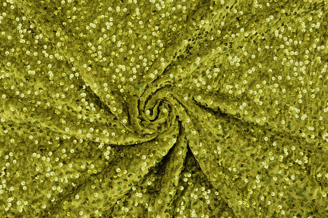 Pailletten op Velours Mosgroen