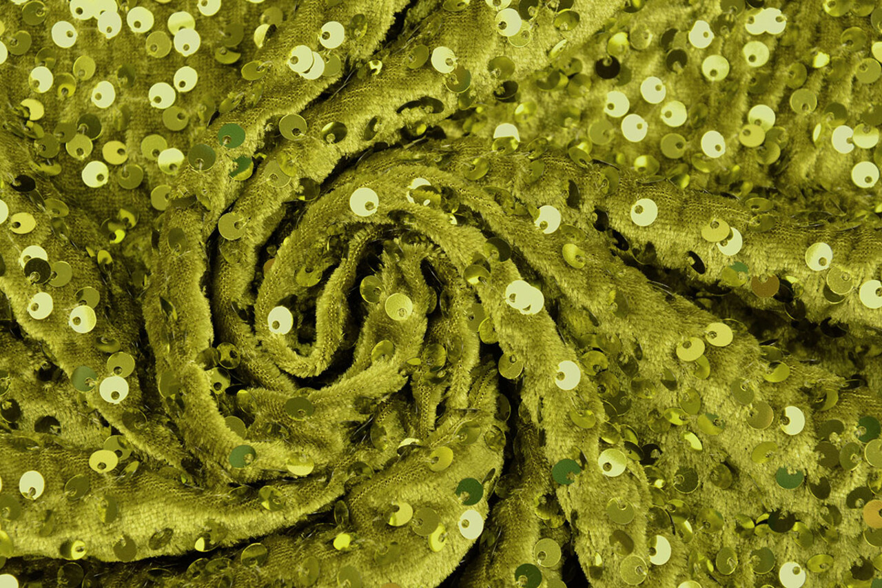 Pailletten auf Samt Moosgrün