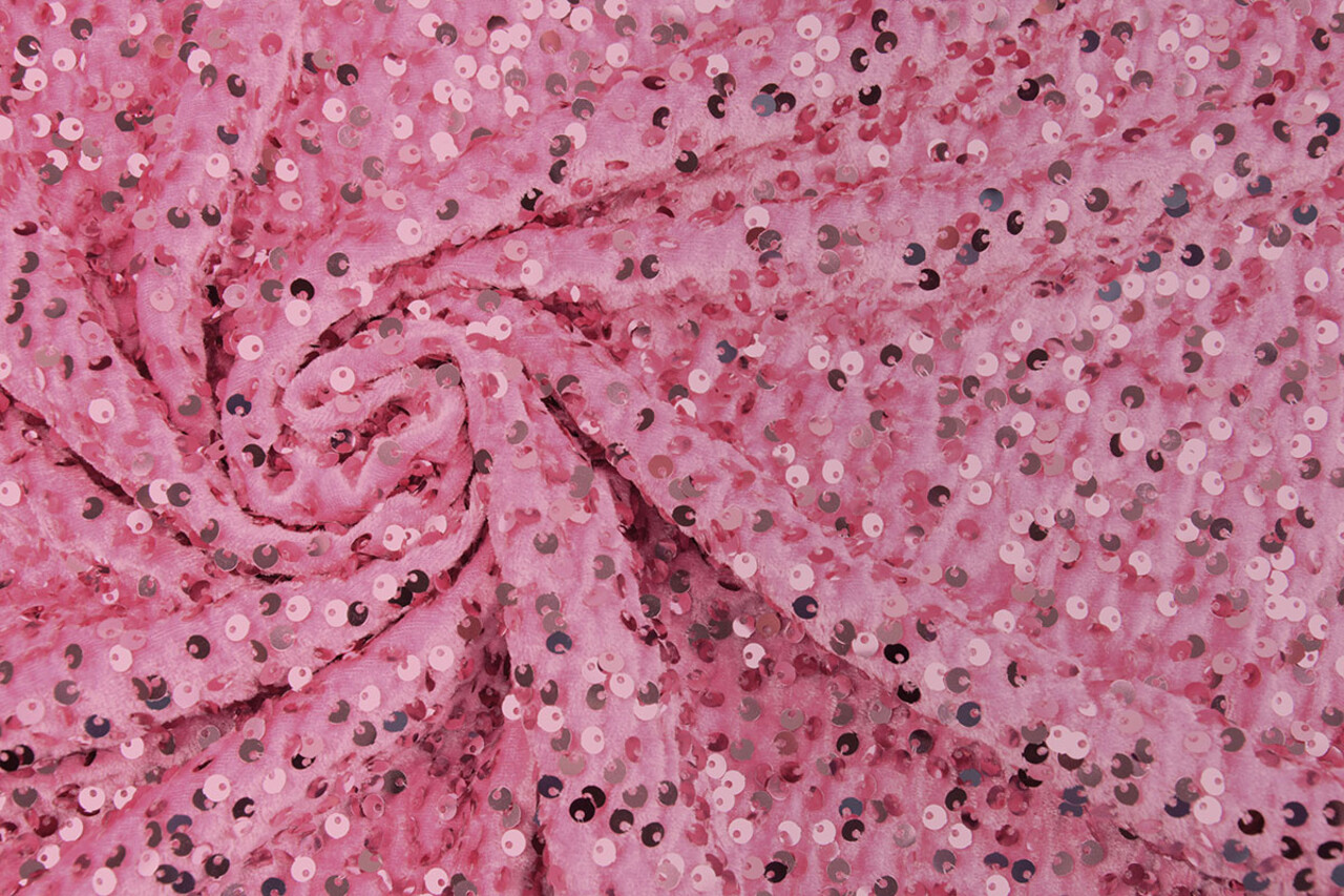 Pailletten op Velours Roze