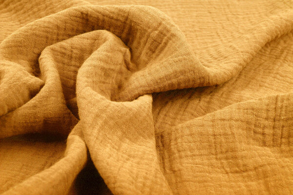 Oeko-Tex®  Coton Double Gaze Tissu Ocre Jaune