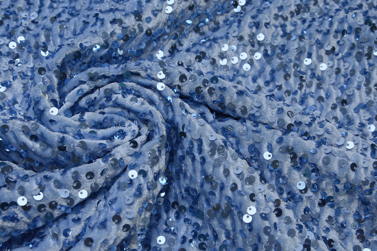 Velours à Sequins Bleu Clair Velours à Sequins Bleu Clair