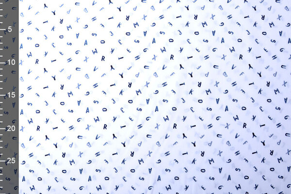 Oeko-Tex® 100% Imprimé Numérique Coton Alfabet Blanc Marine Oeko-Tex® 100% Imprimé Numérique Coton Alfabet Blanc Marine