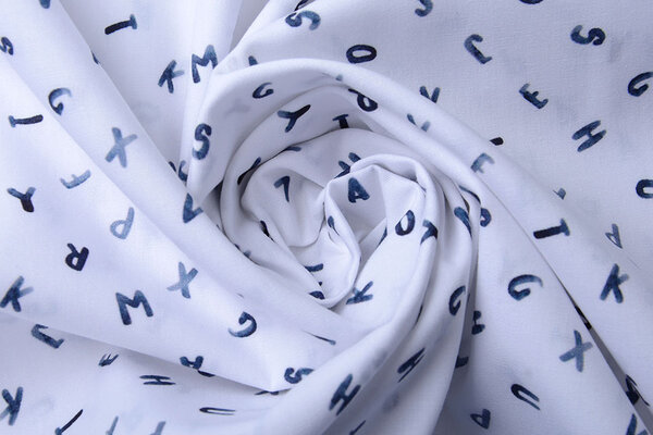 Oeko-Tex® 100% Imprimé Numérique Coton Alfabet Blanc Marine Oeko-Tex® 100% Imprimé Numérique Coton Alfabet Blanc Marine