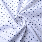 Oeko-Tex®  100% Digital Algodón Alfabet Blanco Azul Marino
