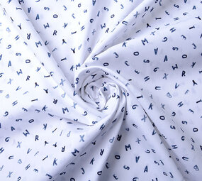 Oeko-Tex®  100% Digital Baumwolle Alphabet Weiß Marine Oeko-Tex®  100% Digital Baumwolle Alphabet Weiß Marine