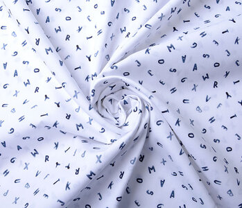 Oeko-Tex®  100% Digital Cotton Alphabet White Navy