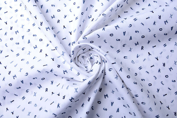 Oeko-Tex® 100% Digital Algodón Alfabet Blanco Azul Marino Oeko-Tex® 100% Digital Algodón Alfabet Blanco Azul Marino