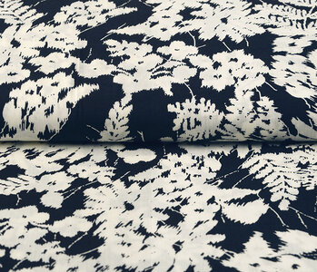 100% Viscose Elvira Navy Blue White