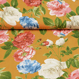 100% Viscose Sophia Vlinder op Rozen Oker 100% Viscose Sophia Vlinder op Rozen Oker