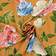 100% Viscose Sophia Butterfly on Roses Ocher