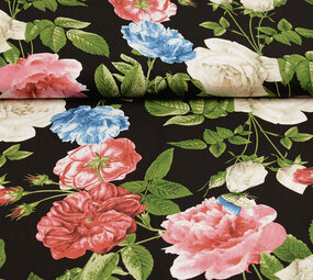 100% Viscose Sophia Butterfly on Roses Black 100% Viscose Sophia Butterfly on Roses Black