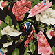 100% Viscose Sophia Butterfly on Roses Black