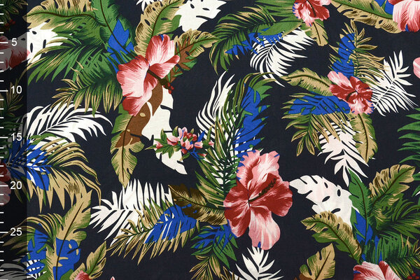 100% Viscose Flores Desierto Marine