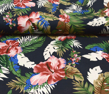 100% Viscose Flores Desierto Navy