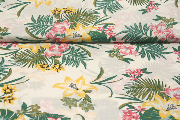 100% Viscose Amazone Leaves White 100% Viscose Amazone Leaves White