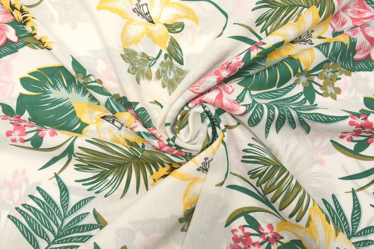 100% Viscose Amazone Leaves White 100% Viscose Amazone Leaves White