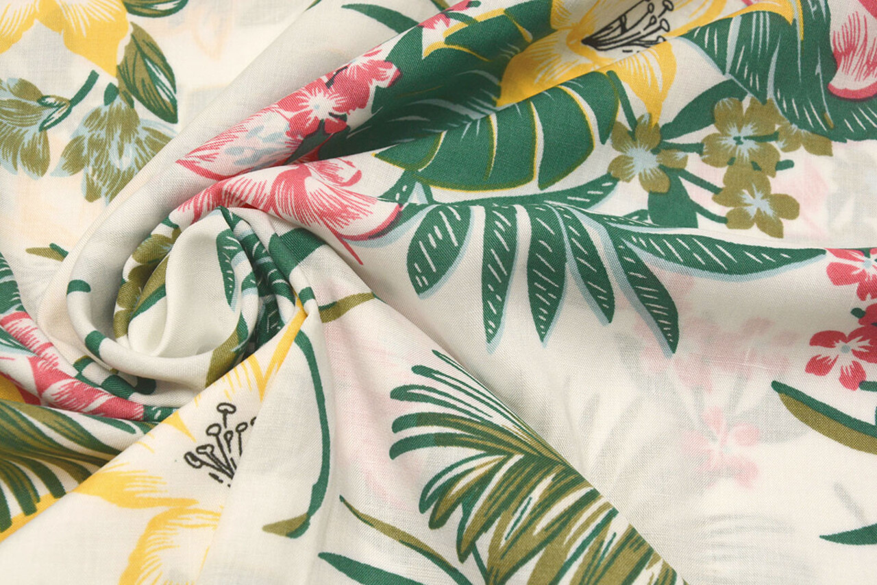 100% Viscose Amazone Leaves White 100% Viscose Amazone Leaves White