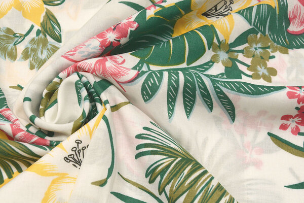 100 % Viscose Amazone Feuilles Blanc 100 % Viscose Amazone Feuilles Blanc