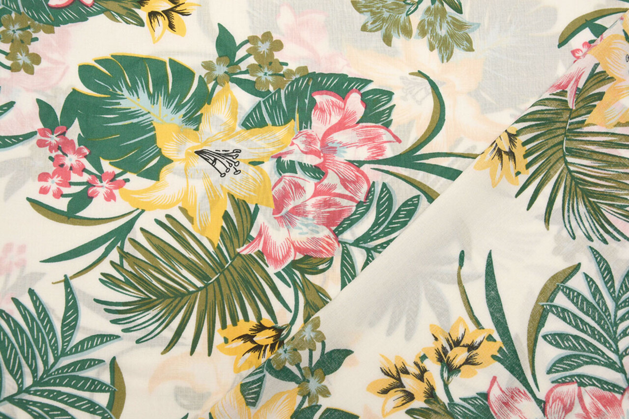 100% Viscose Amazone Leaves White 100% Viscose Amazone Leaves White