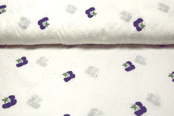 Embroidery Cotton Flower Kaylee Purple