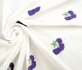 Embroidery Cotton Flower Kaylee Purple
