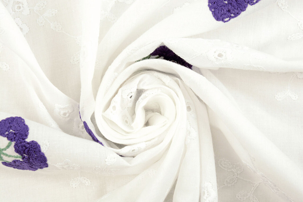 Ricamo Cotone Fiore Kaylee Viola Ricamo Cotone Fiore Kaylee Viola