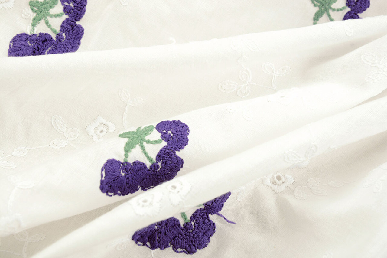 Ricamo Cotone Fiore Kaylee Viola Ricamo Cotone Fiore Kaylee Viola
