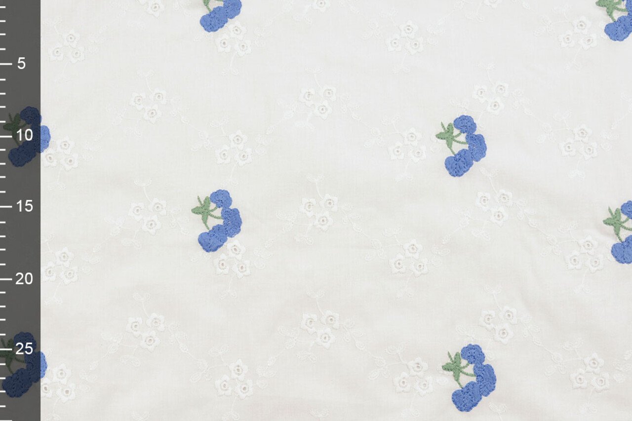Embroidery Cotton Flower Kaylee Blue