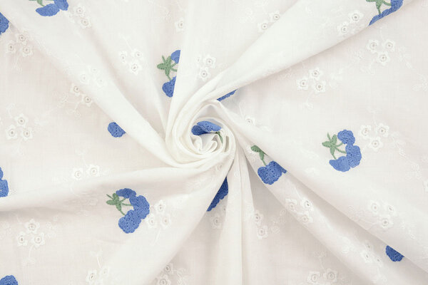 Embroidery Cotton Flower Kaylee Blue