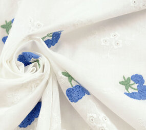 Stickerei Baumwolle Blume Kaylee Blau