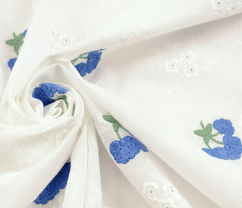 Embroidery Cotton Flower Kaylee Blue