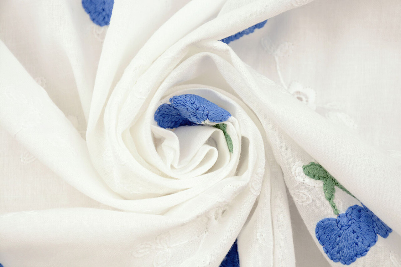 Stickerei Baumwolle Blume Kaylee Blau Stickerei Baumwolle Blume Kaylee Blau