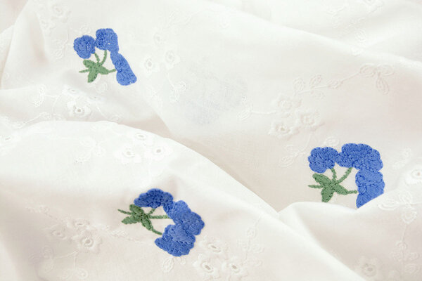 Embroidery Cotton Flower Kaylee Blue