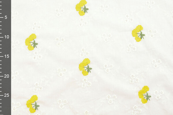 Broderie Katoen Bloem Kaylee Geel Broderie Katoen Bloem Kaylee Geel